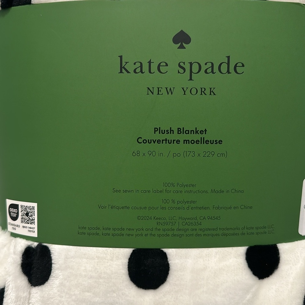 NWT Kate Spade plush blanket Queen/Full dots RARE - Picture 6 of 6